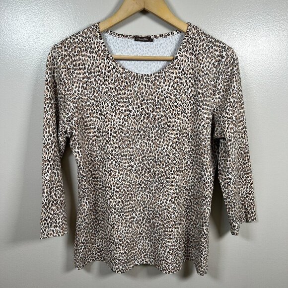 J.Mclaughlin Catalina Cloth Top Size Large Leopard Brown Stretch Travel Work - Picture 1 of 8